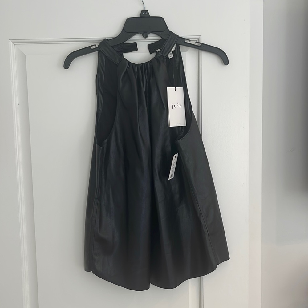 JOIE BONITA FAUX LEATHER HALTER TOP